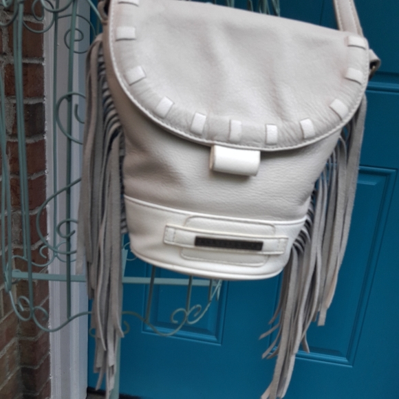 Genuine Leather Fringe Purse Bucket Bag Real Leather Boho Crossbody Handbag VTG - Picture 7 of 13